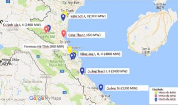 Coal-fired power plants in Thanh Hoa, Nghe An, Ha Tinh, Quang Binh, and Quang Tri provinces Courtesy of GreenID